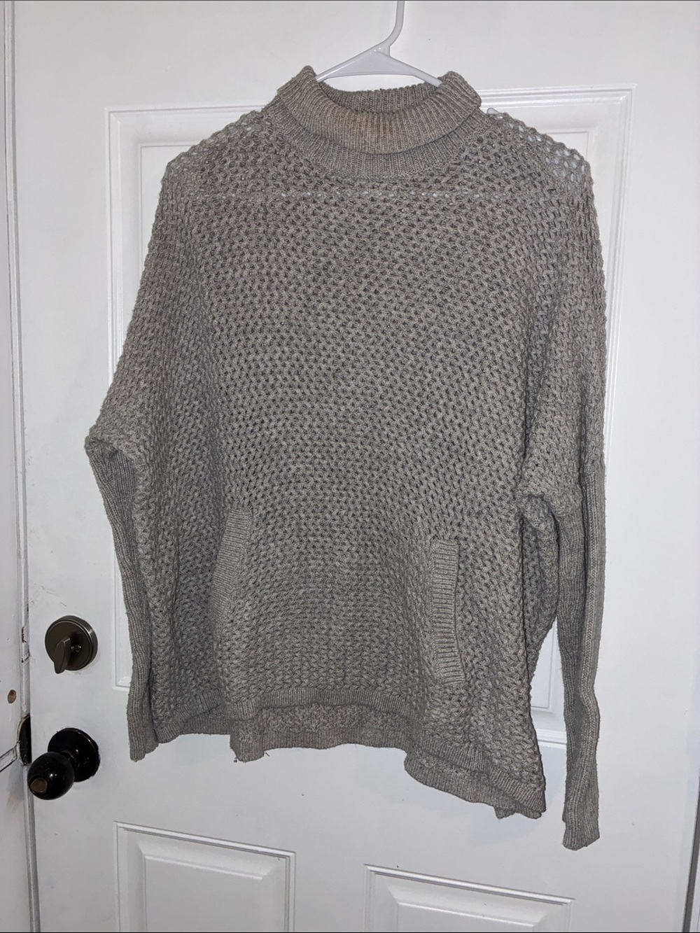 Relaxed Knit Turtleneck Sweater - Gray